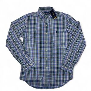 Ralph Lauren Mens Small NWT Classic Fit Performance Blue Plaid Button Down Shirt